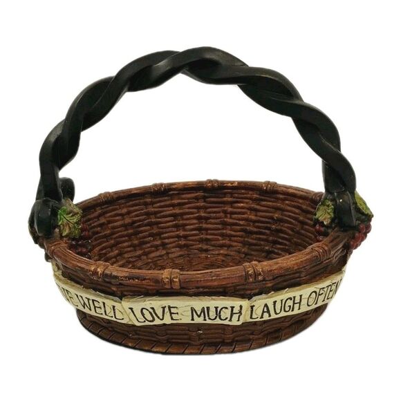 Twisted Grape Vine Basket Live Well Love Much Laugh Often Kirklands Cottage Core - Picture 1 of 12